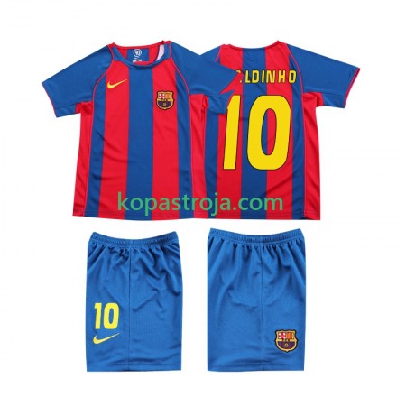 Billiga Fotbollströjor FC Barcelona RONALDINHO 10 2004 Retro Barn Hemma tröja Kortärmad